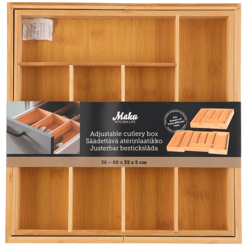 Bestickslåda bambu,  Justerbar