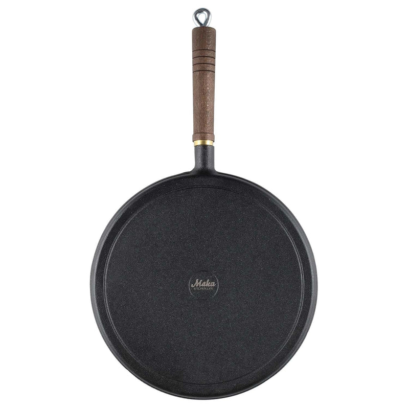 Pannkakspanna gjutjärn trähandtag