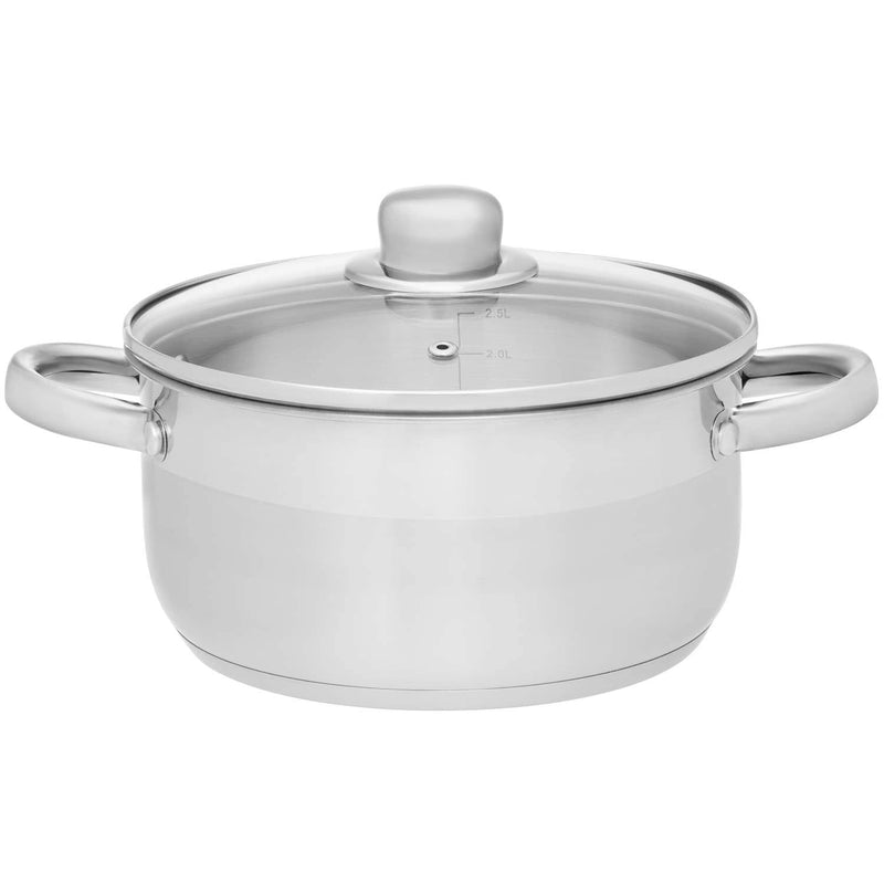 Kastrull Basic i stål med glaslock 6,5 L